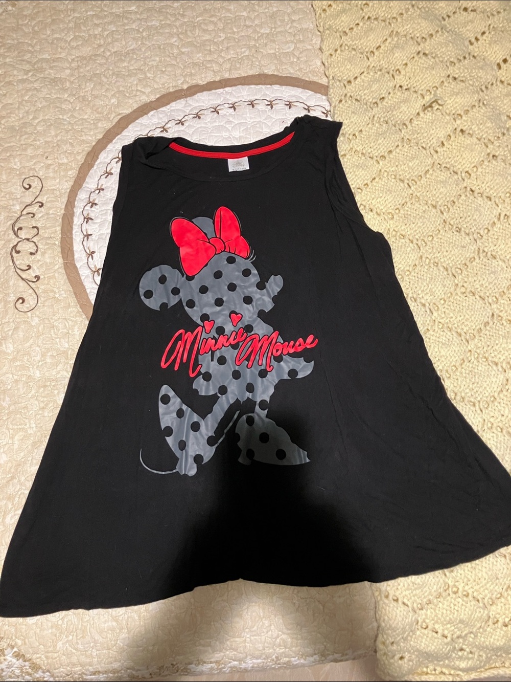 Disney Black Tank Top with Red Bow Minnie Graphic